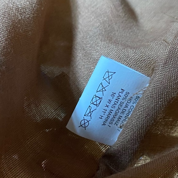 Women’s straw woven Bohemian Tan pink & Teal Braided round handle Beach bag - Picture 13 of 14